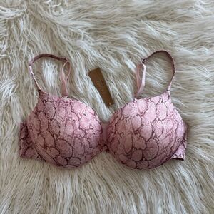 Skims Ultimate Push-up Plunge Bra Rose Pastel Snake Print Size 38C